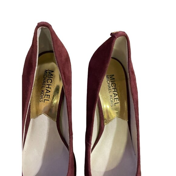 Michael Kors Platform Heals Womens 6M Used Burgundy Suede Heels - Picture 8 of 16